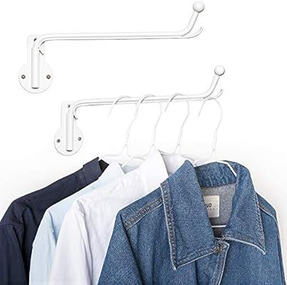 Mkono Wall Mounted Clothes Hanger with Swing Arm Holder Valet Hook Metal Hanging Drying Rack Spac... | Amazon (US)
