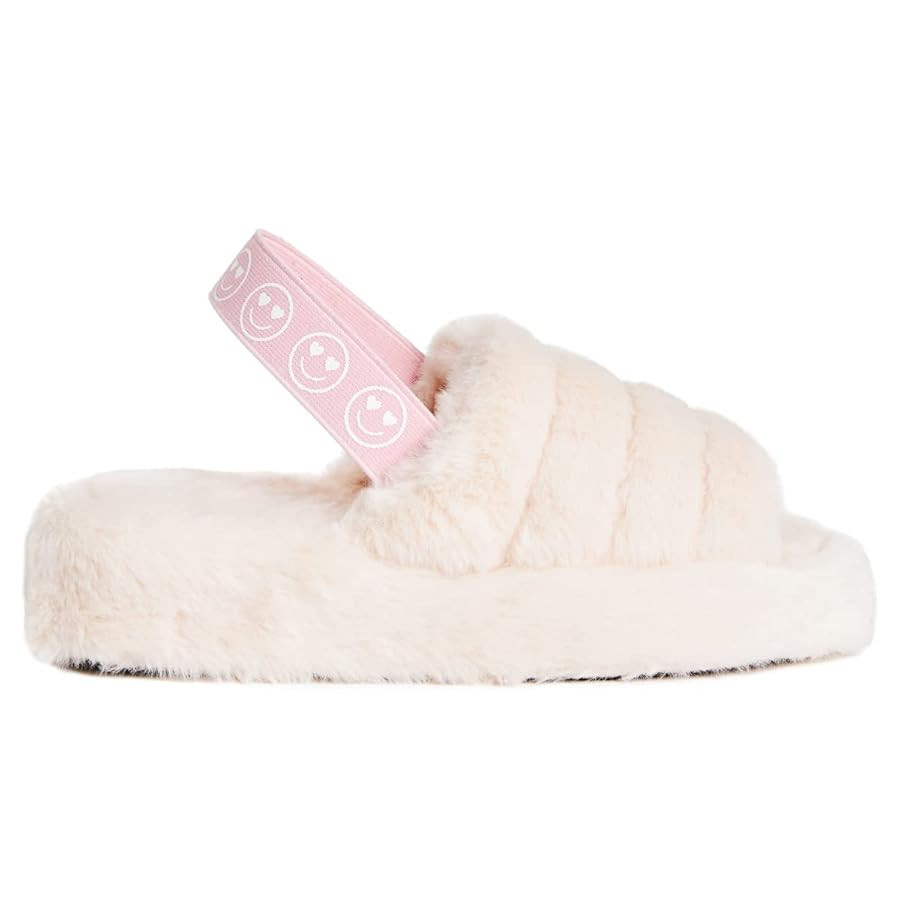 xo, Fetti Smile Strap Slippers, White Fur, Bachelorette Party Decorations, Birthday Sandals, Brid... | Amazon (US)