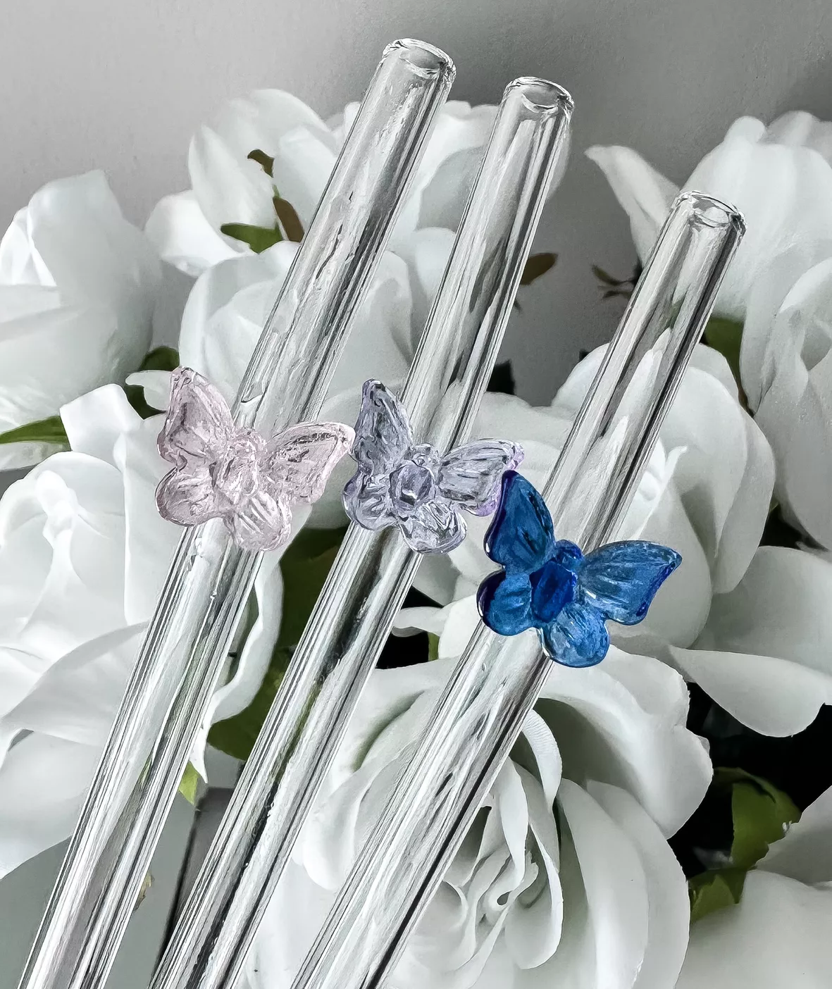 Flower Glass Straw 