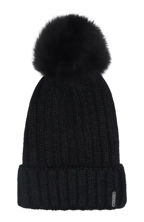 GORSKI Knit Hat with Select Pom in Black/black at Nordstrom | Nordstrom