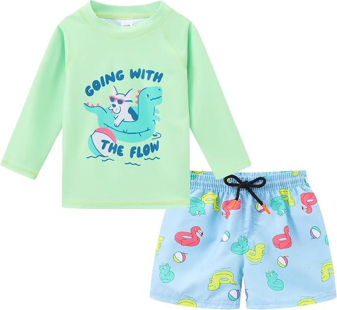 Baby Boys' and Toddler Two Piece Rash Guard Swimsuits Set with Swim Trunk Kids Bathing Suit Swimw... | Amazon (US)