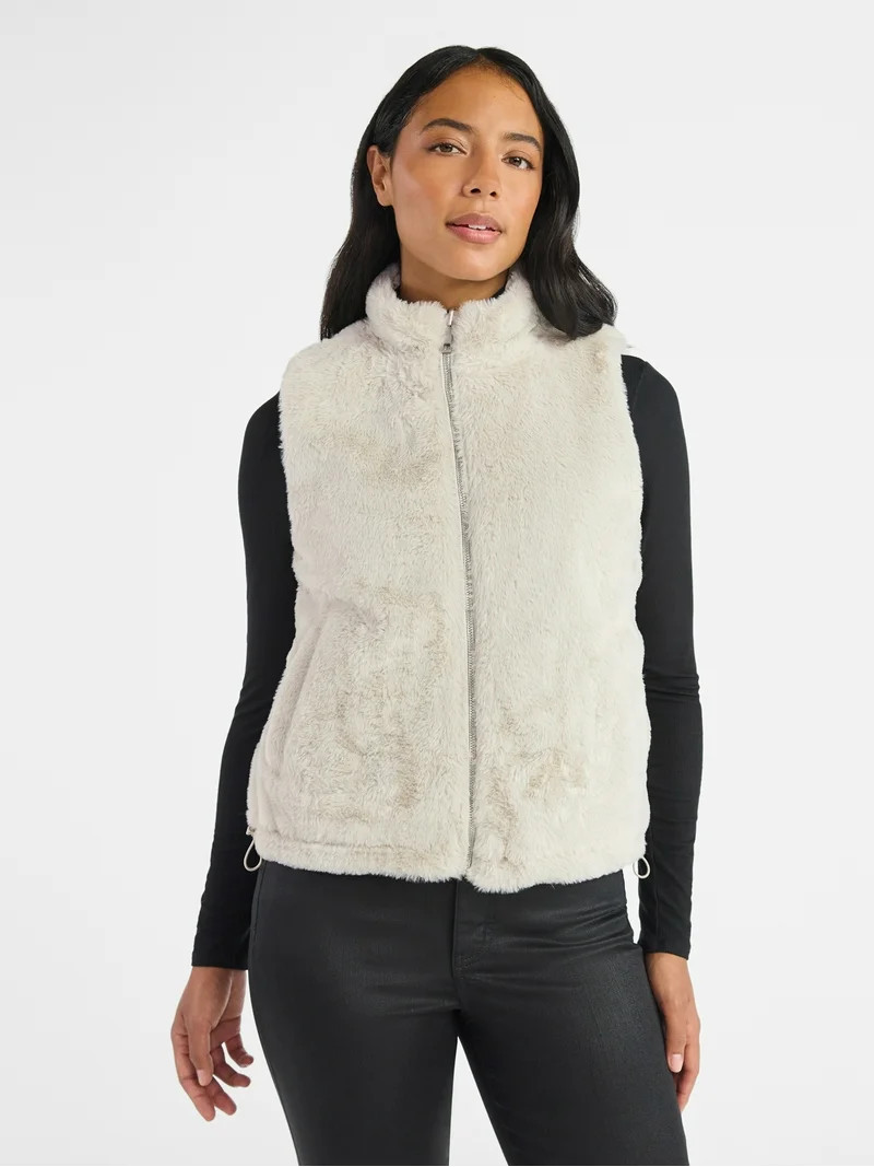 Time and Tru Women's and Women's Plus Faux Fur Reversible Vest, Sizes XS-2X | Walmart (US)