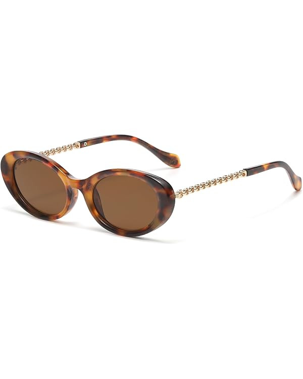 Retro Oval Sunglasses for Women Fashion Small Oval Sunglasses 90s Vintage Shades | Amazon (US)