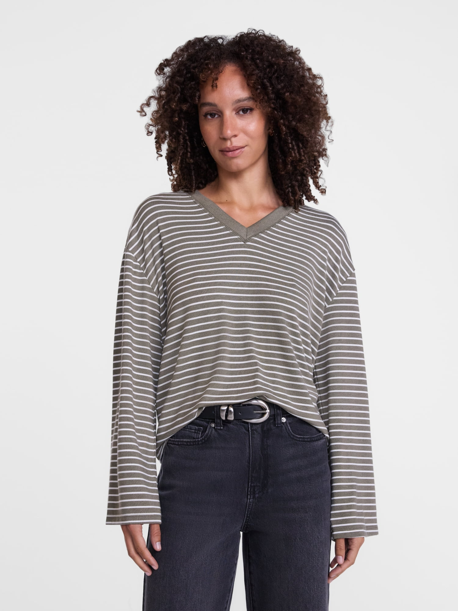 Scenario Women's and Women's Plus Relaxed Tee with Long Sleeves, Sizes XS-4X | Walmart (US)