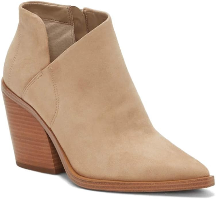 Womens Ankle Boots Pointed Toe Cutout Chunky Heel Boots Block Stacked Side Zipper Booties | Amazon (US)