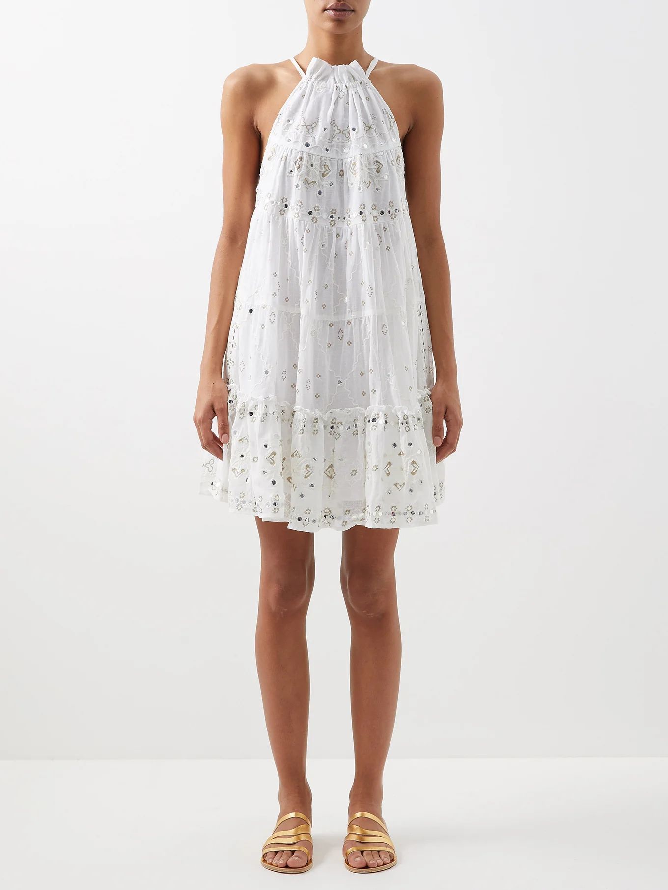 Halterneck embroidered-cotton mini dress | Juliet Dunn | Matches (US)