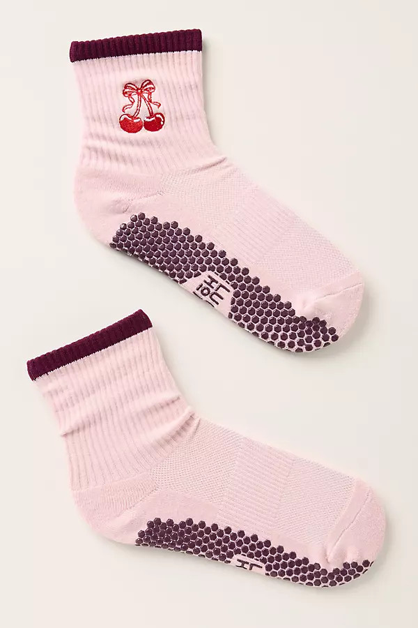 Crew Grip Embroidered Cherry Bow Socks | Anthropologie (US)