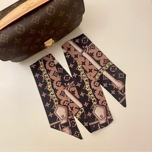 Big Twilly: Black Brown Monogram & Chains Twilly Scarf | Poshmark