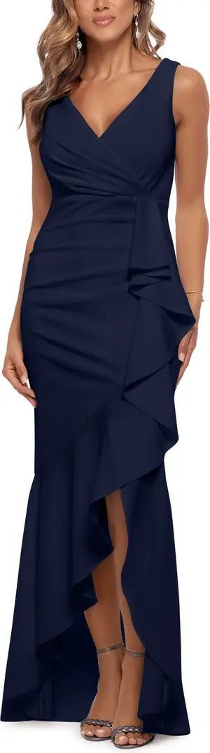 V-Neck Cascade Ruffle High-Low Gown | Nordstrom