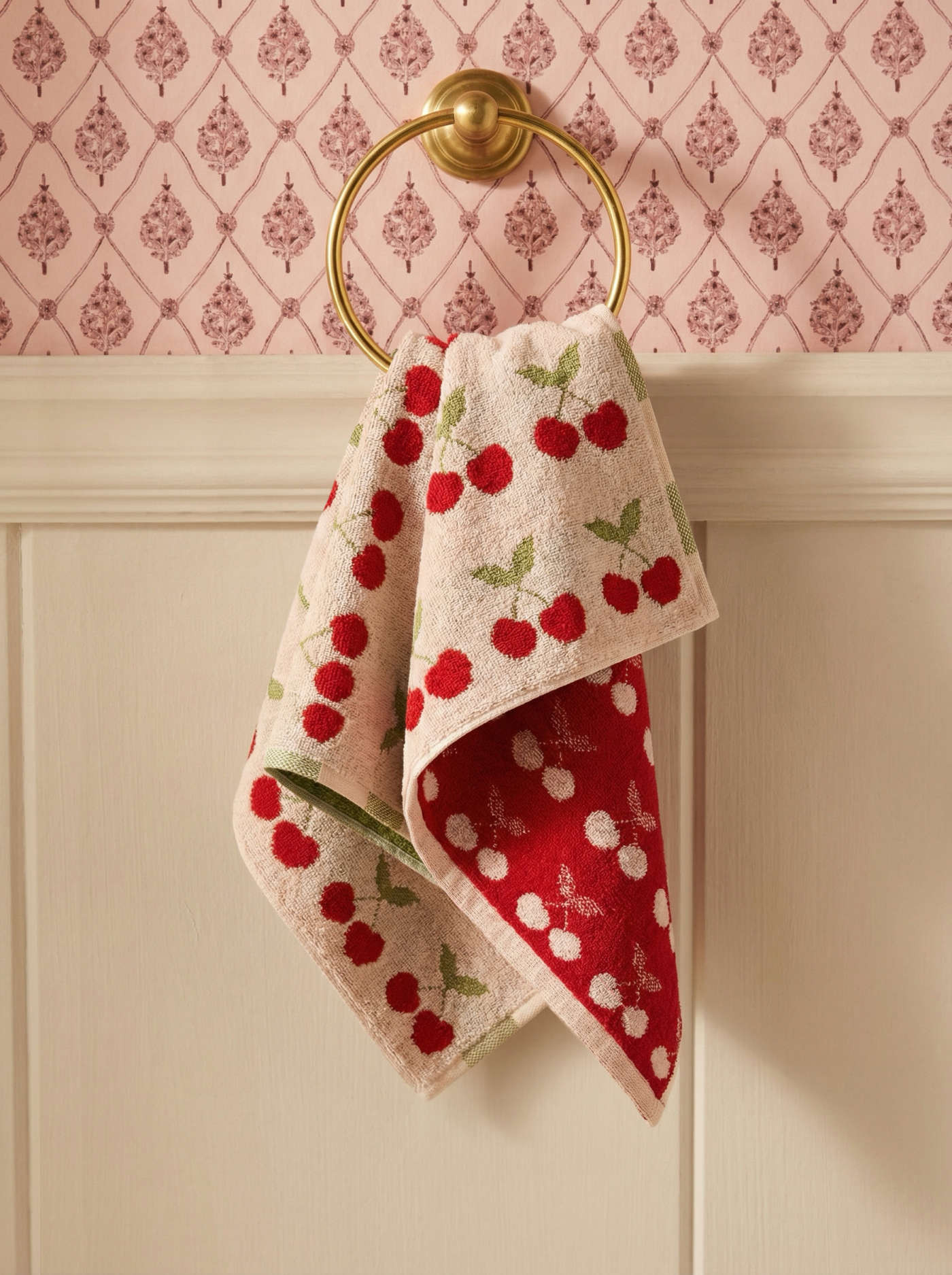 Combed Cotton CHERRY PRINT TOWEL For Daily Casual | Cider