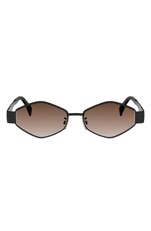 CELINE Triomphe 54mm Geometric Sunglasses in Shiny Black/gradient Brown at Nordstrom | Nordstrom