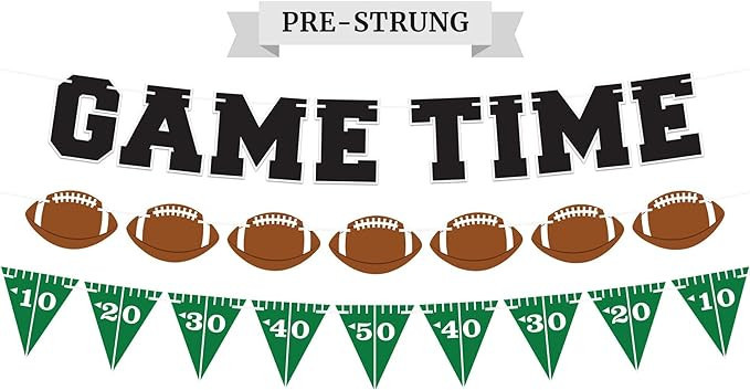 Pre-Strung Game Time Football Banner - NO DIY - Football Party Banner - Pre-Strung Garland on 6 f... | Amazon (US)