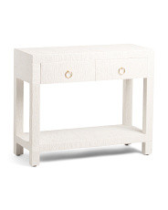 27in Two Drawer Raffia Side Table | Marshalls