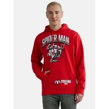 Spider-Man Men’s Dark Suited Graphic Hoodie with Long Sleeves Sizes S-3XL | Walmart (US)