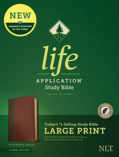 Tyndale NLT Life Application Study Bible, Third Edition, Large Print (LeatherLike, Brown/Mahogany, Indexed, Red Letter) – New Living Translation Bible, Large Print Study Bible for Enhanced Readability | Amazon (US)