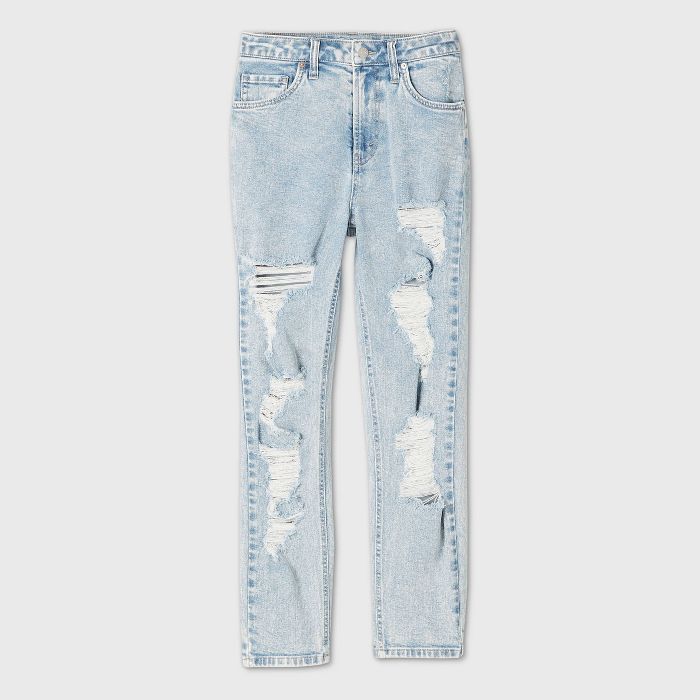 Women's High-Rise Distressed Mom Jeans - Wild Fable™ Light Wash | Target