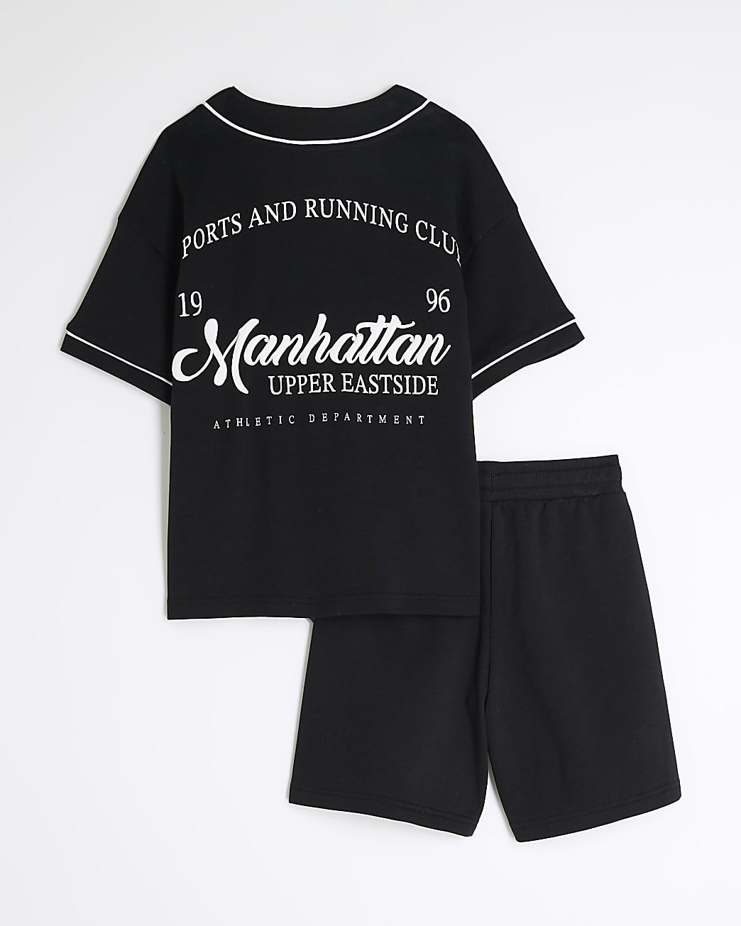 Boys Black Baseball Shirt And Shorts Set | River Island UK & IE