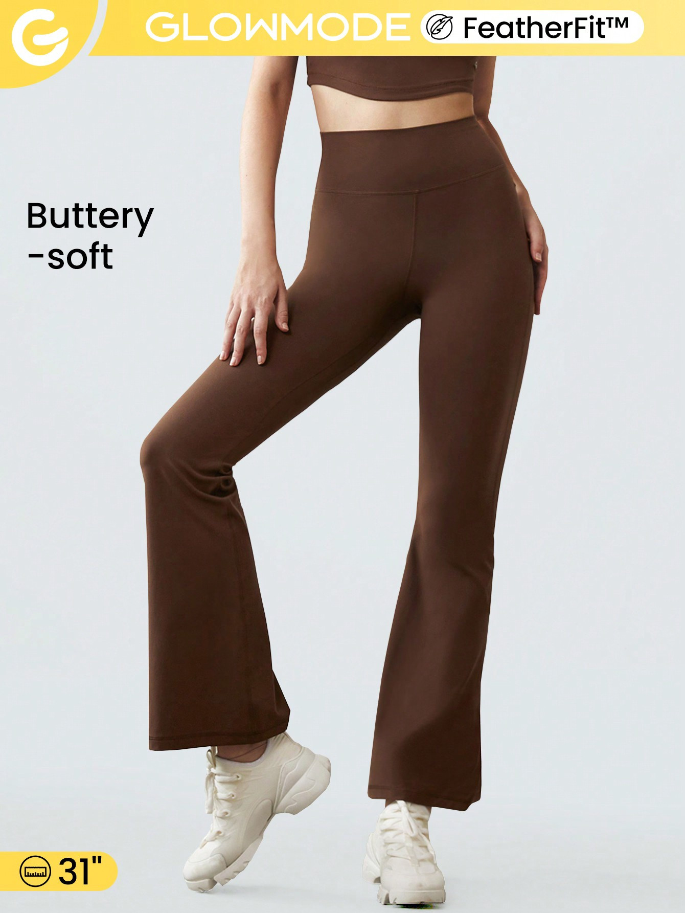 GLOWMODE SHEIN GLOWMODE X Marika Sila 31" FeatherFit™ High-Rise Flared Leggings Pants Low Impac... | SHEIN