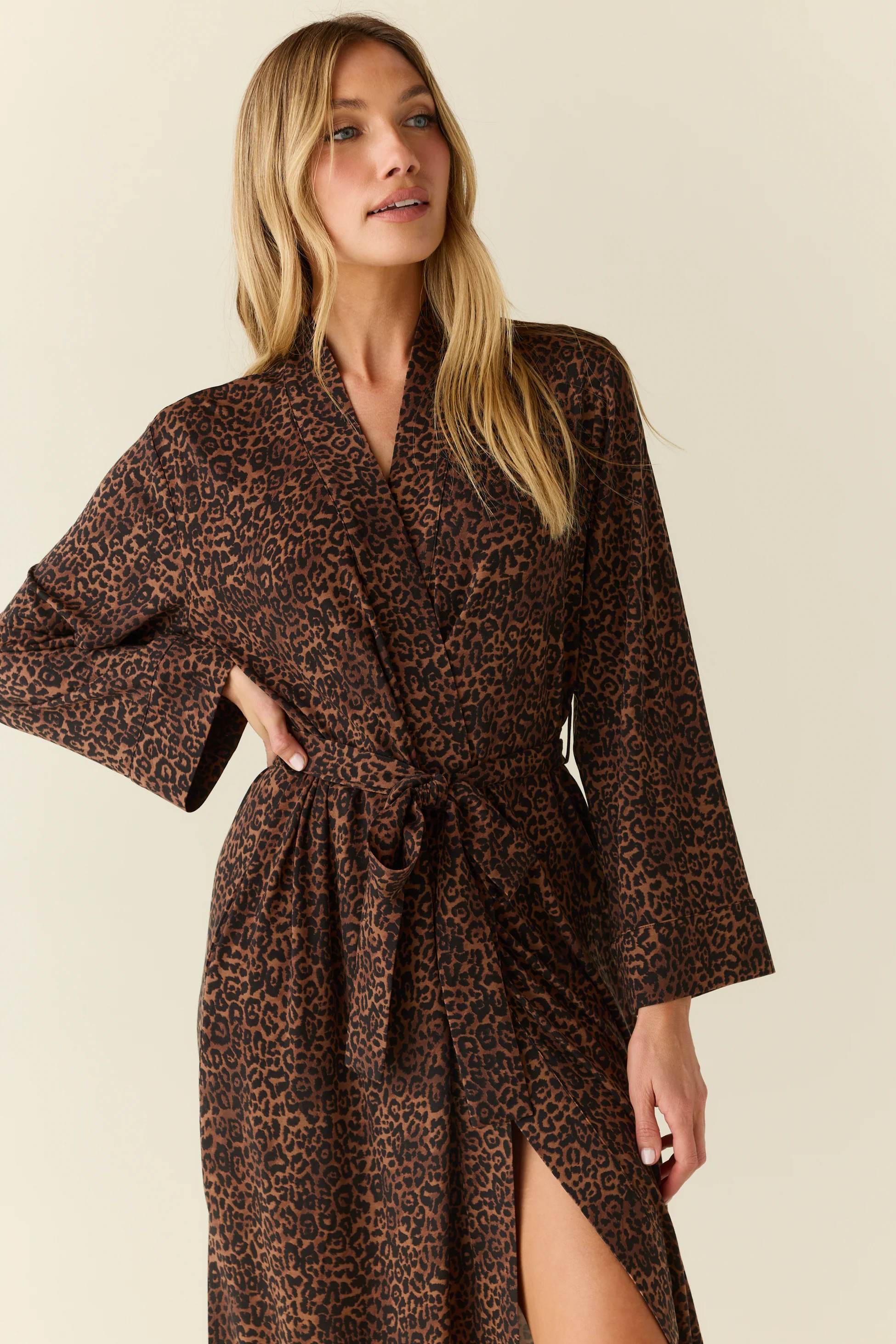 Eden TENCEL™ Lyocell Long Robe in Espresso Leopard | MASONgrey