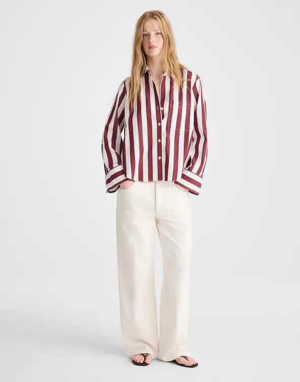 The Signature Y-Neck Shirt in Poplin | Madewell