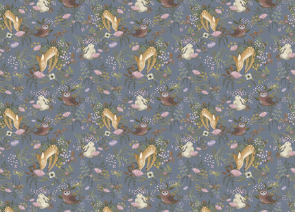 OH Deer Wallpaper Dark Forest Bunny Scene Mural Floral - Etsy
