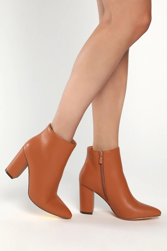 Ottava Cognac High Heel Booties | Lulus (US)
