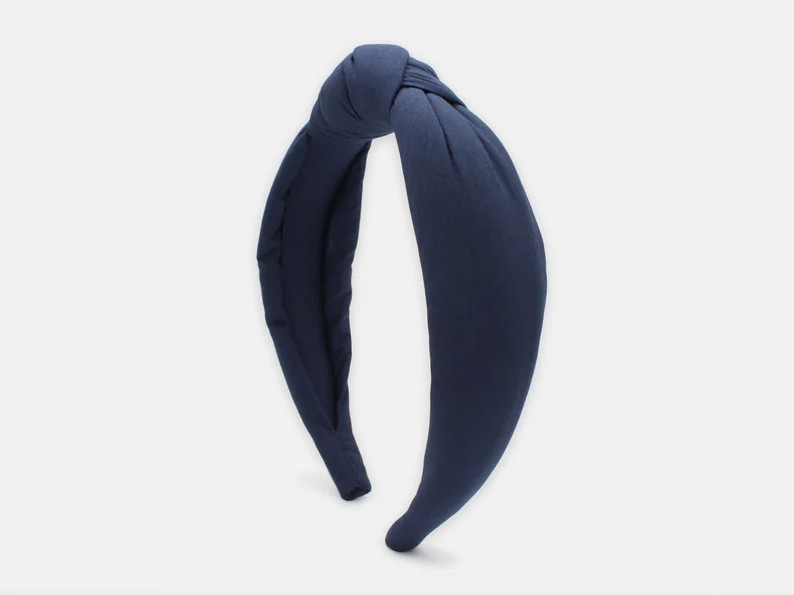 Liberty Navy C Print Padded Knot Headband \u2013 Blue Fabric Hairband, Handmade Women\u2019s Hair... | Etsy (Global)