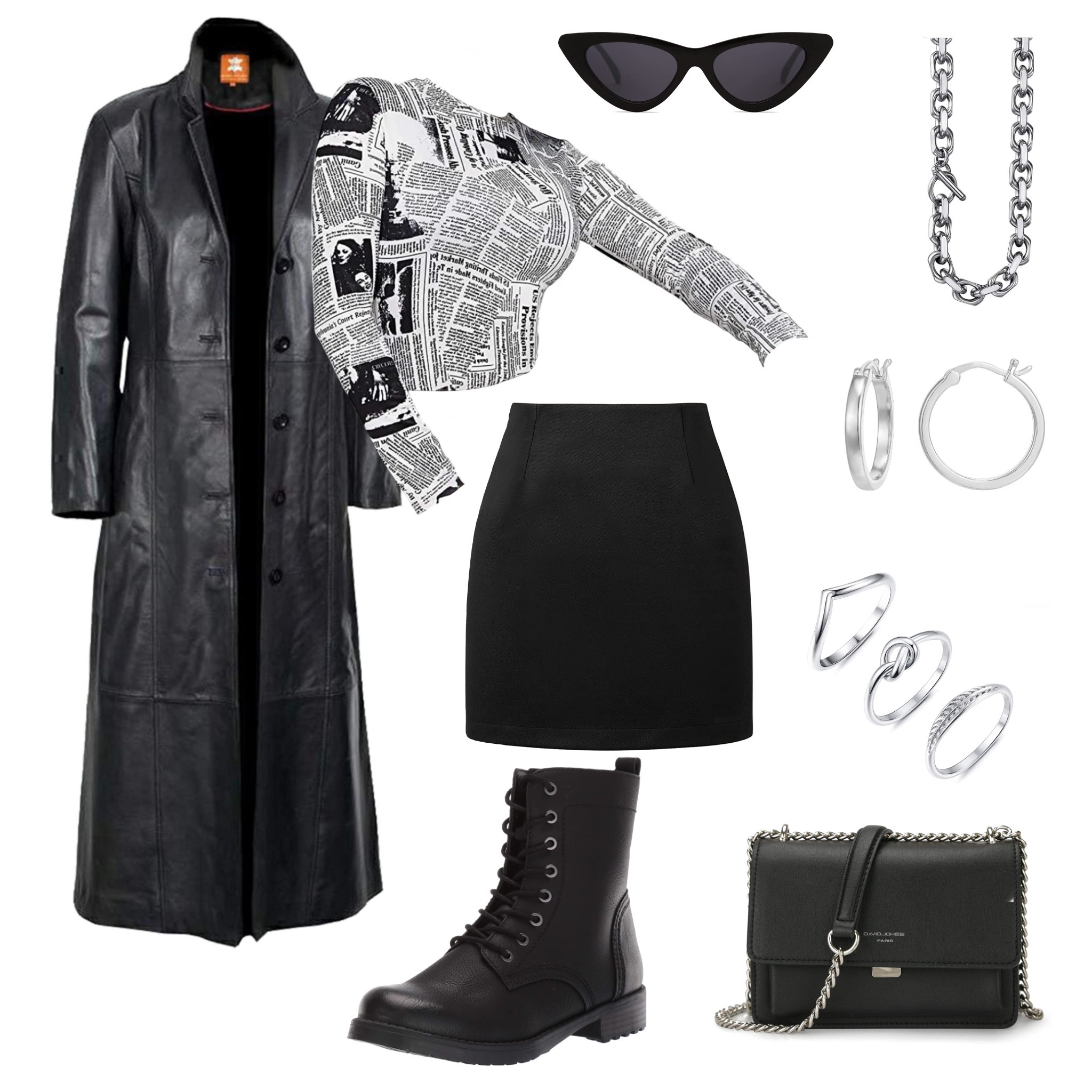 Easy, edgy winter outfit with newspaper print top as focus! #winteroutfit

#LTKstyletip #LTKSeasonal #LTKunder100