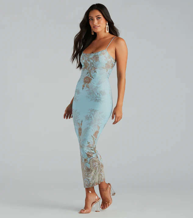 Saint Tropez Chic Floral Mesh Maxi Dress | Windsor Stores