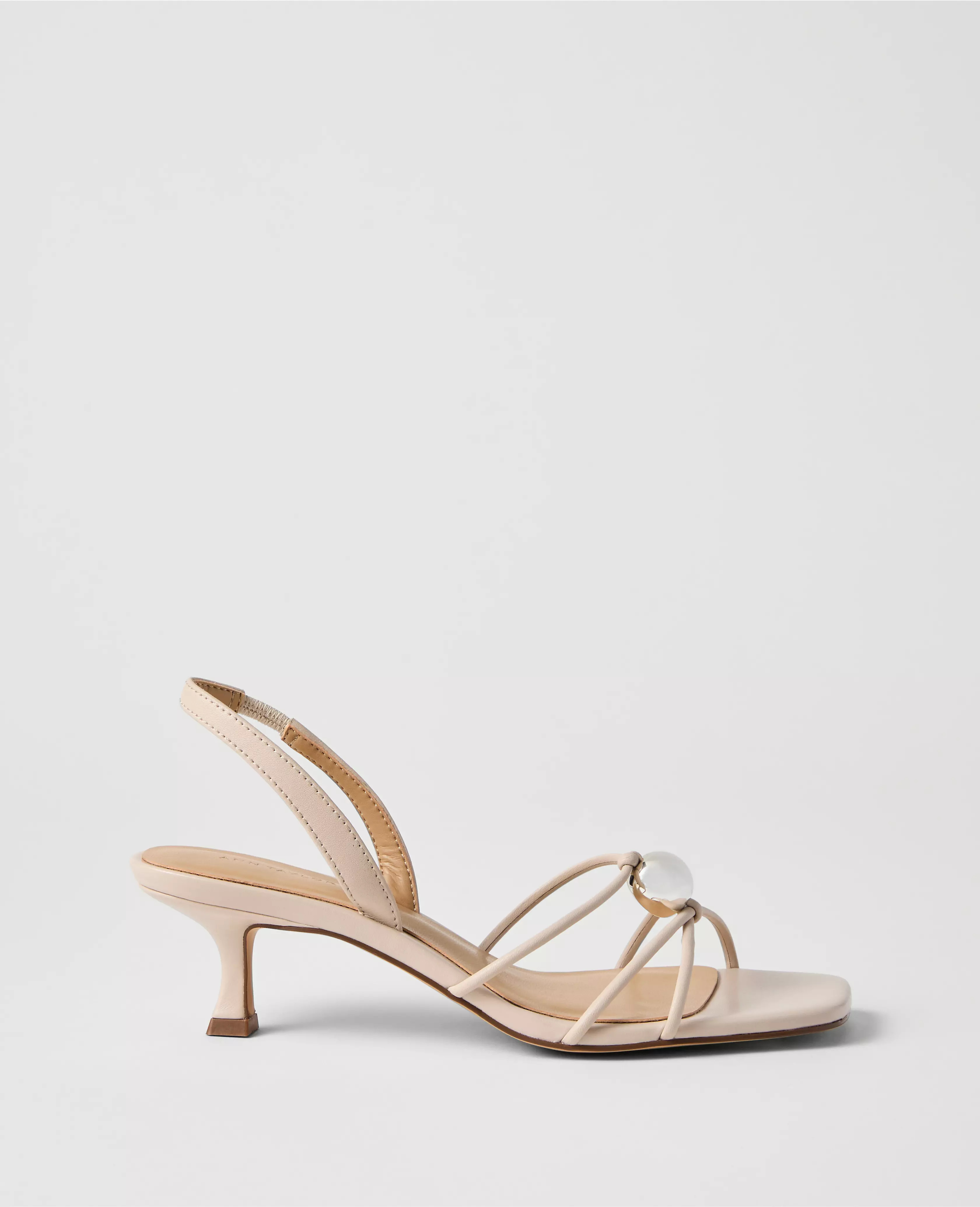 Leather Embellished Kitten Heel Sandal | Ann Taylor