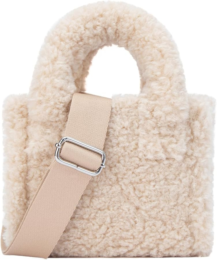 Extolove Furry Tote Bag, Cute Mini Faux Fur Bag Winter Lambswool Fuzzy Purses and Handbags for Wo... | Amazon (US)
