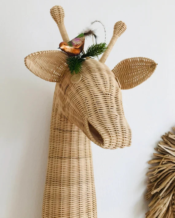 Nursery Rattan/Wicker Giraffe head wall decor, Giraffe nursery decor, Giraffe rattan wall mount, ... | Etsy (US)