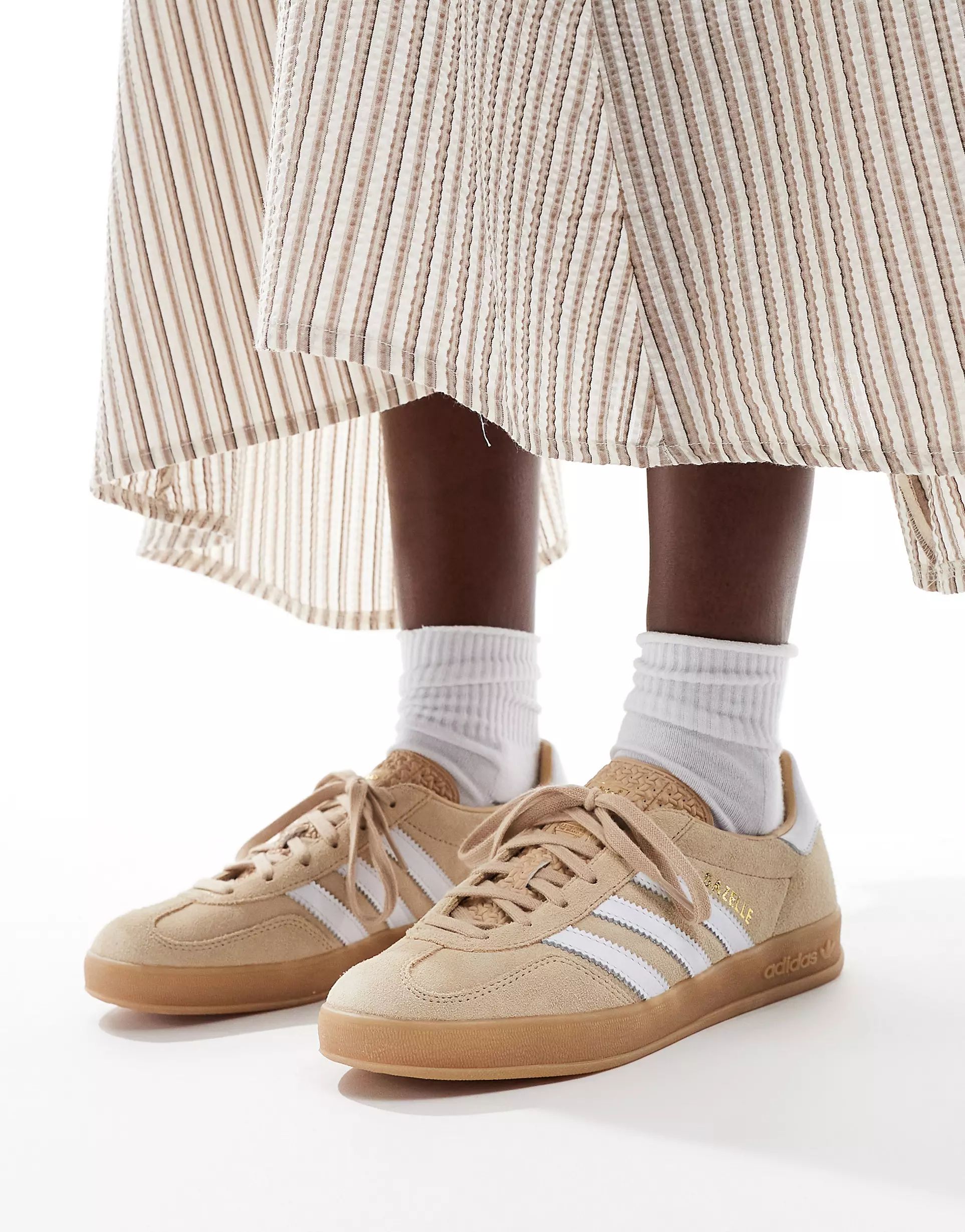 adidas Originals Gazelle Indoor sneakers in light brown and white | ASOS (Global)