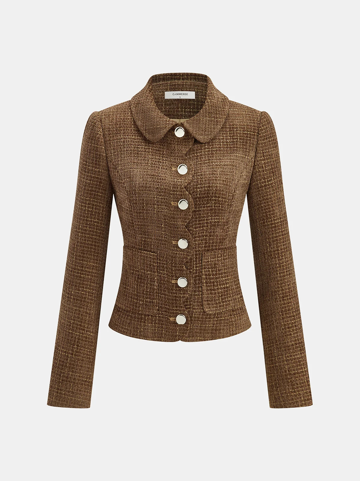 Scalloped Edge Tweed Lapel Jacket | Commense