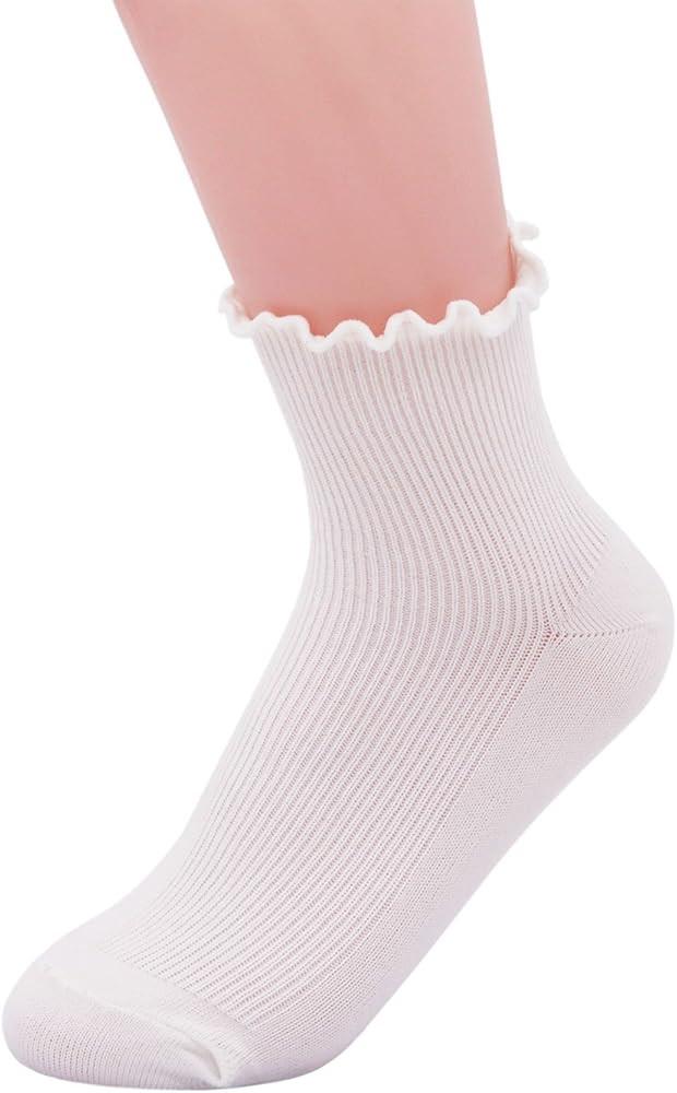 SEMOHOLLI Women Socks, Women Ankle Socks, Lovely double needle solid color Lace edge relent lady ... | Amazon (US)