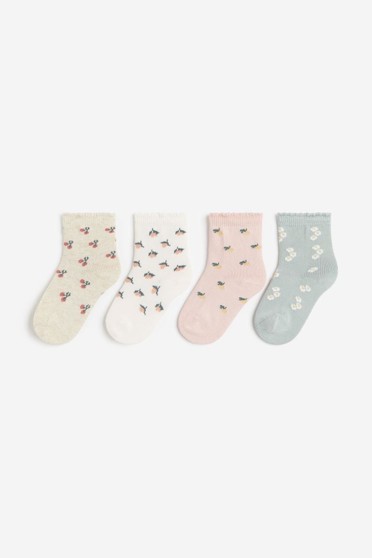 4-pack Socks - Dusty green/floral - Kids | H&M US | H&M (US + CA)