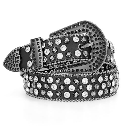SUOSDEY Cowgirl Rhinestone Studded Belt for Women, Bling Cowboy Western Belt for Jeans,black | Amazon (US)