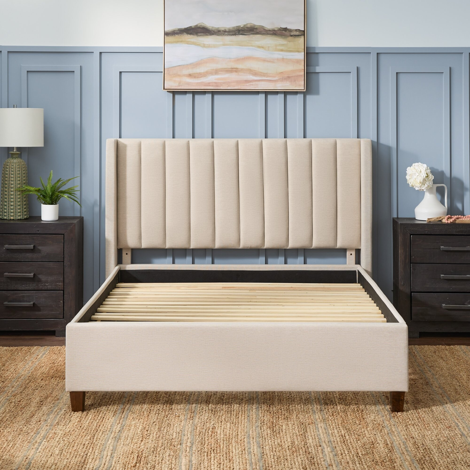 Brookside Adele Vertical Upholstered Bed with Wingback Headboard | Bed Bath & Beyond