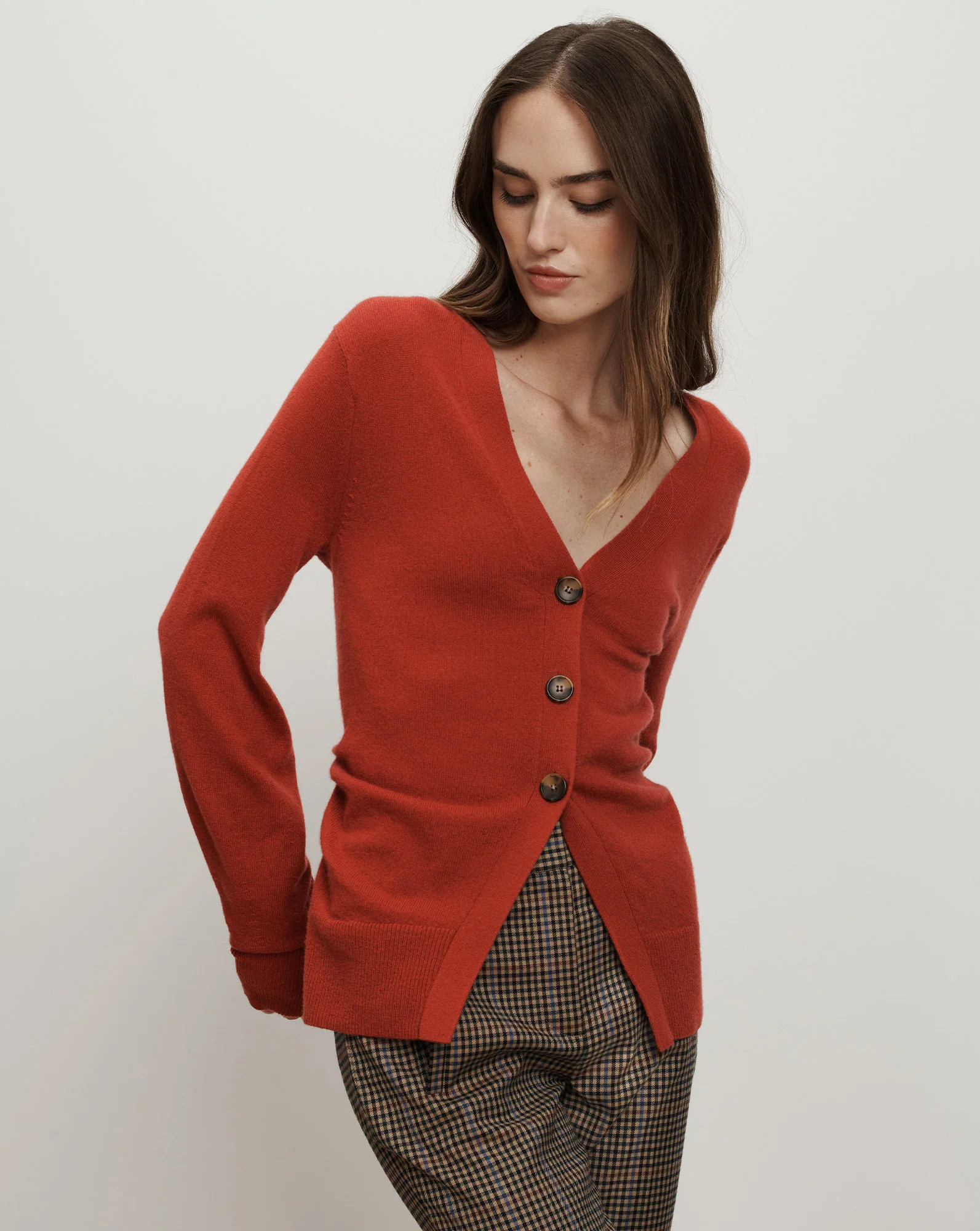 Veronica Beard Lamotte Cashmere Cardigan Carnelian Red | Veronica Beard