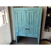 Antique Hutch Top Cabinet Pantry Painted Blue Shades Distressed Cupboard | Etsy (US)