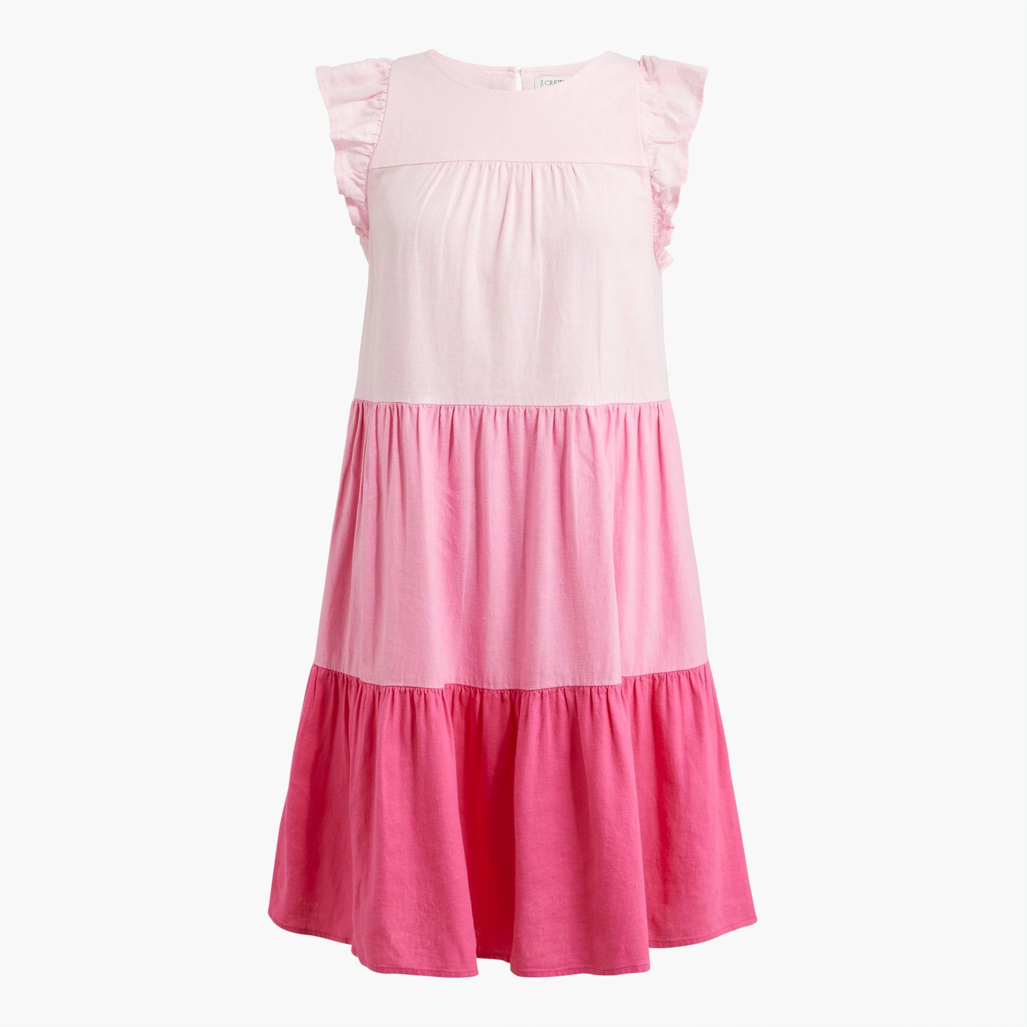 Linen -blend ruffle-sleeve tiered mini dress | J.Crew Factory