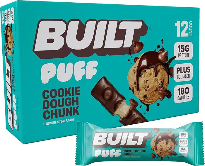 Built Bar, Puff Protein Bars, Cookie Dough Chunk Puff, 15g Protein Snacks, On-The-Go Bars, Only 1... | Amazon (US)