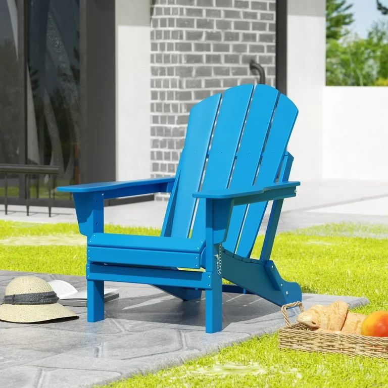 Westintrends Outdoor Folding HDPE Adirondack Chair, Patio Seat, Weather Resistant, Pacific Blue | Walmart (US)