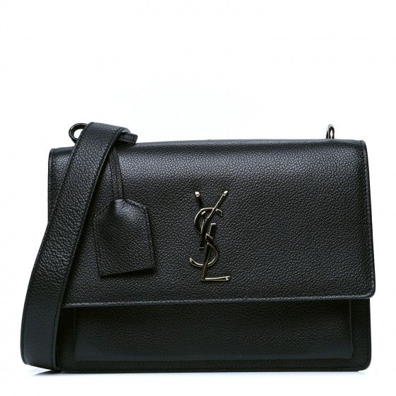 SAINT LAURENT Grained Calfskin Medium Monogram Sunset Black | FASHIONPHILE | Fashionphile