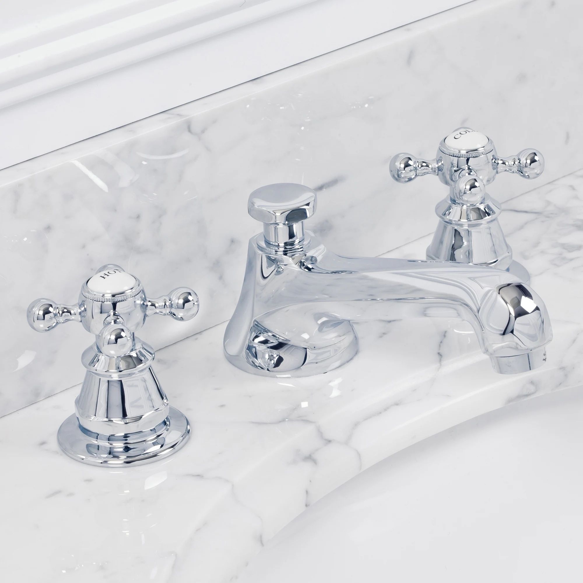 American 20th Century Classic Widespread Lavatory Faucets with Pop-Up Drain in Chrome Finish (As Is  | Bed Bath & Beyond