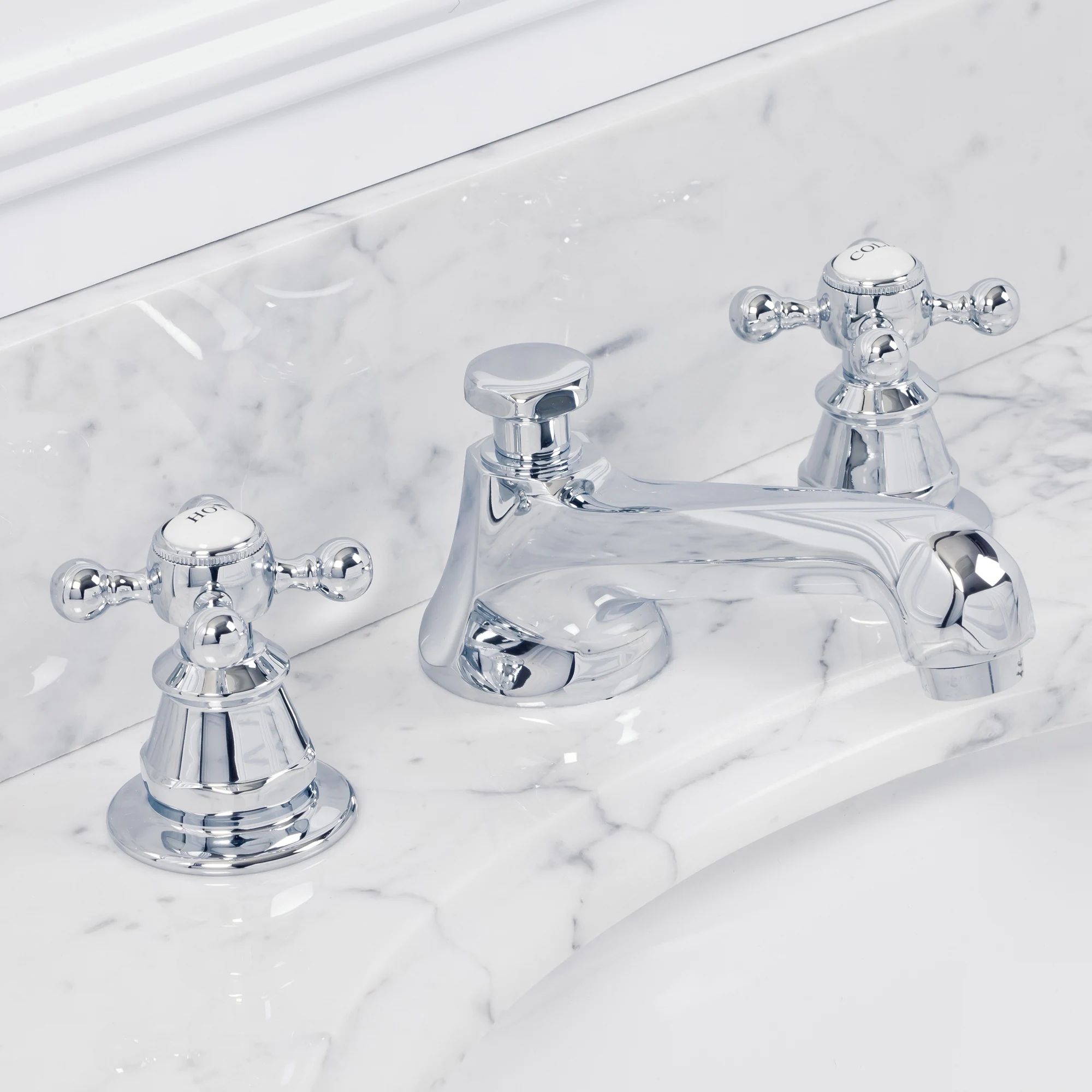 American 20th Century Classic Widespread Lavatory Faucets with Pop-Up Drain in Chrome Finish (As Is  | Bed Bath & Beyond