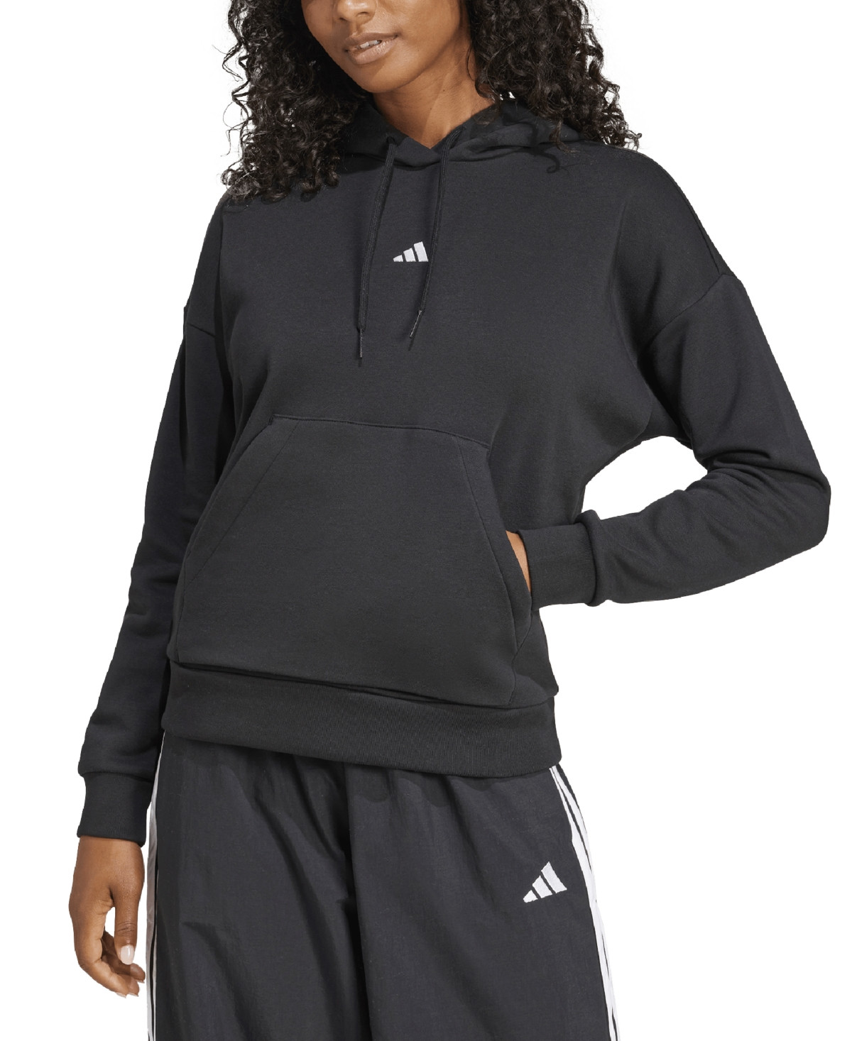 adidas Women's Essentials Long-Sleeve Logo Hoodie - Black/white | Macy's