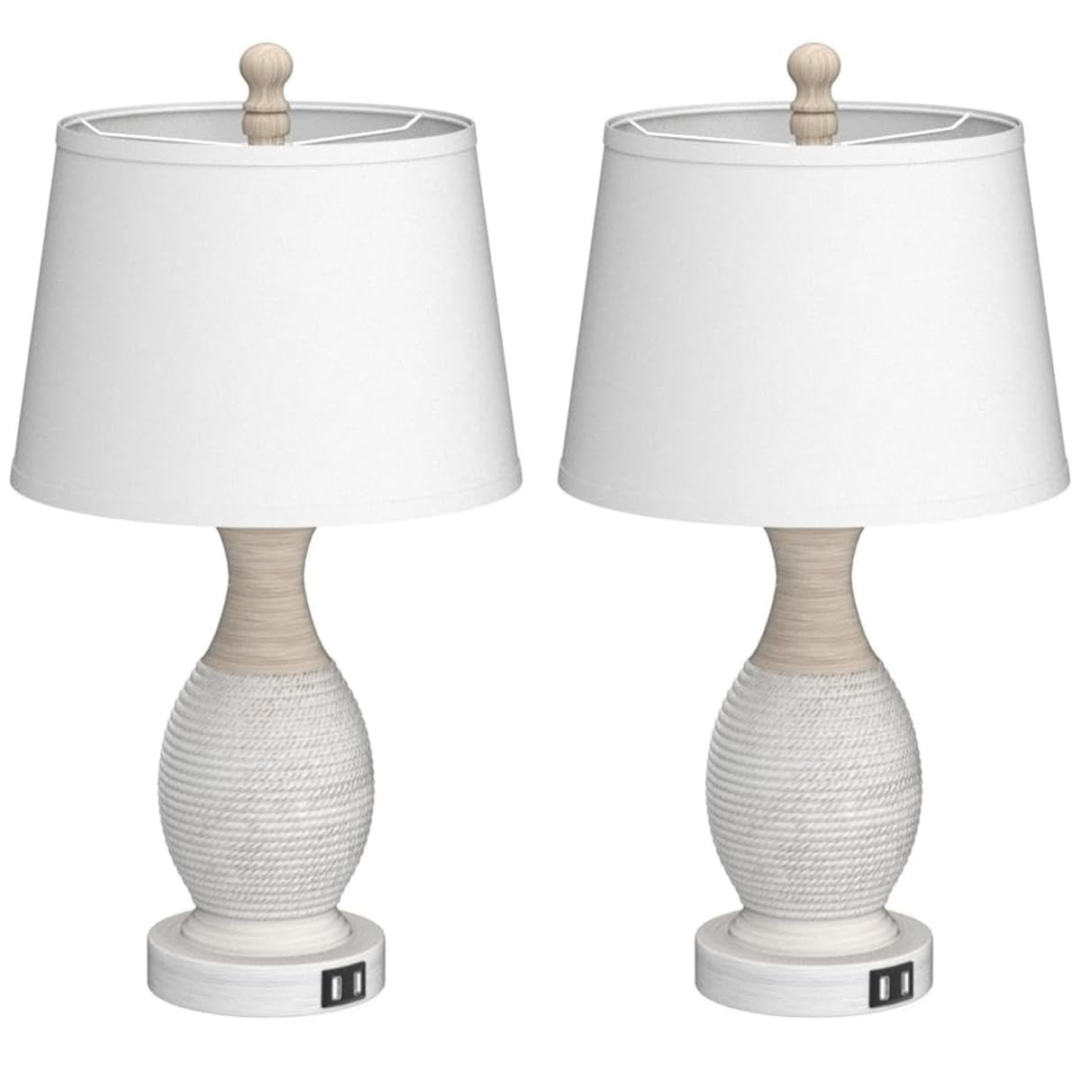 PARTPHONER Table Lamps Set of 2, Bedside Touch Lamp with USB C+A Charging Ports, Side Table Lamp ... | Amazon (US)