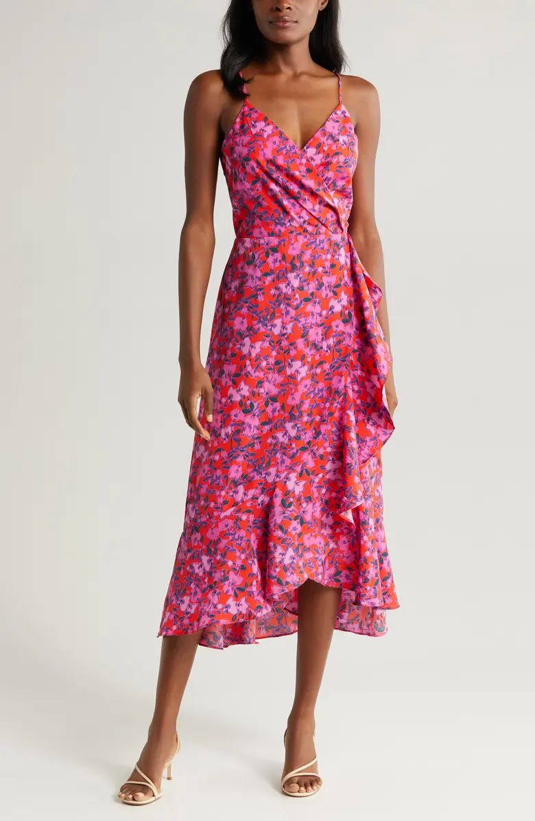 Faux Wrap Floral Midi Dress | Nordstrom