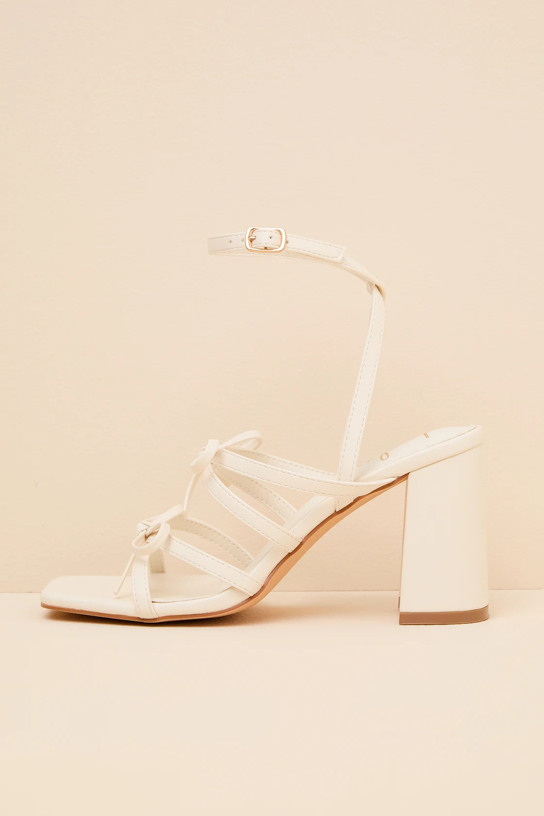 Jennie Cream Strappy Bow High Heel Sandals | Lulus